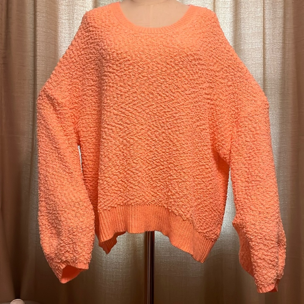 Love + Joy Peach Mottled Popcorn Knit Sweater Womens Plus Size 3X